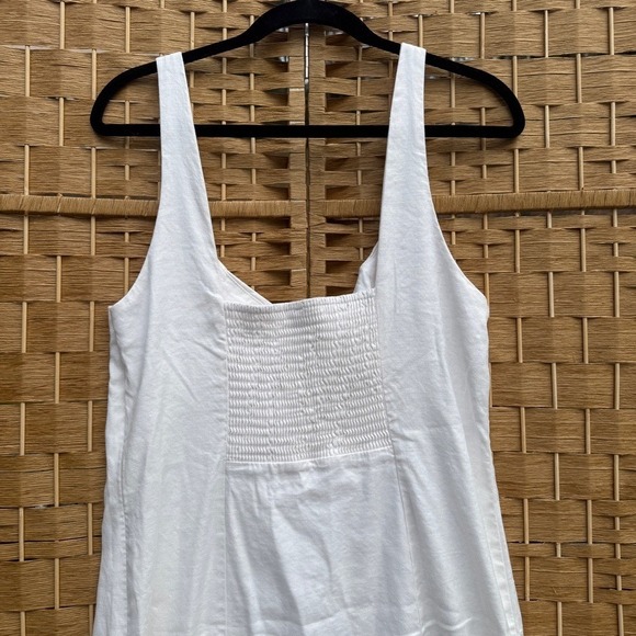 Anthropologie Sleeveless Square Neck Button Wrap Midi Dress Ivory Women Large - Picture 9 of 10